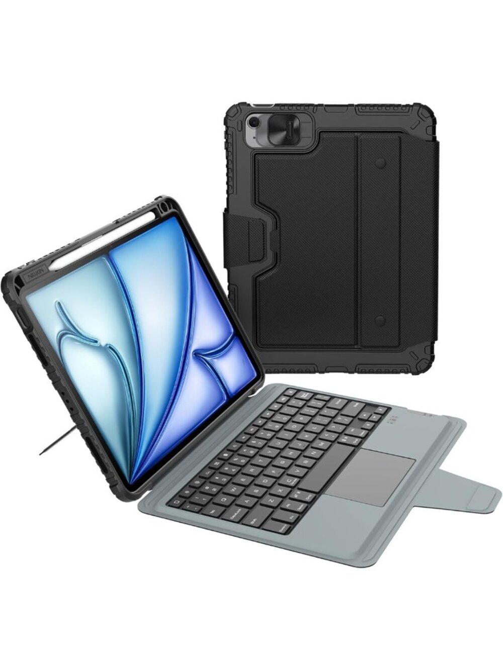 Rugged iPad Air 11" Case with Detachable Keyboard, Trackpad & Adjustable Stand